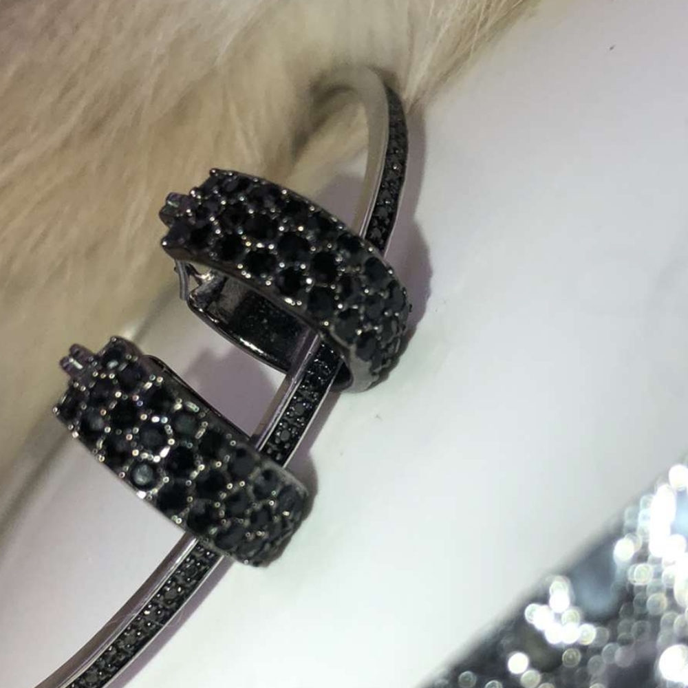 Black diamonds on 925 sterling silver ensemble